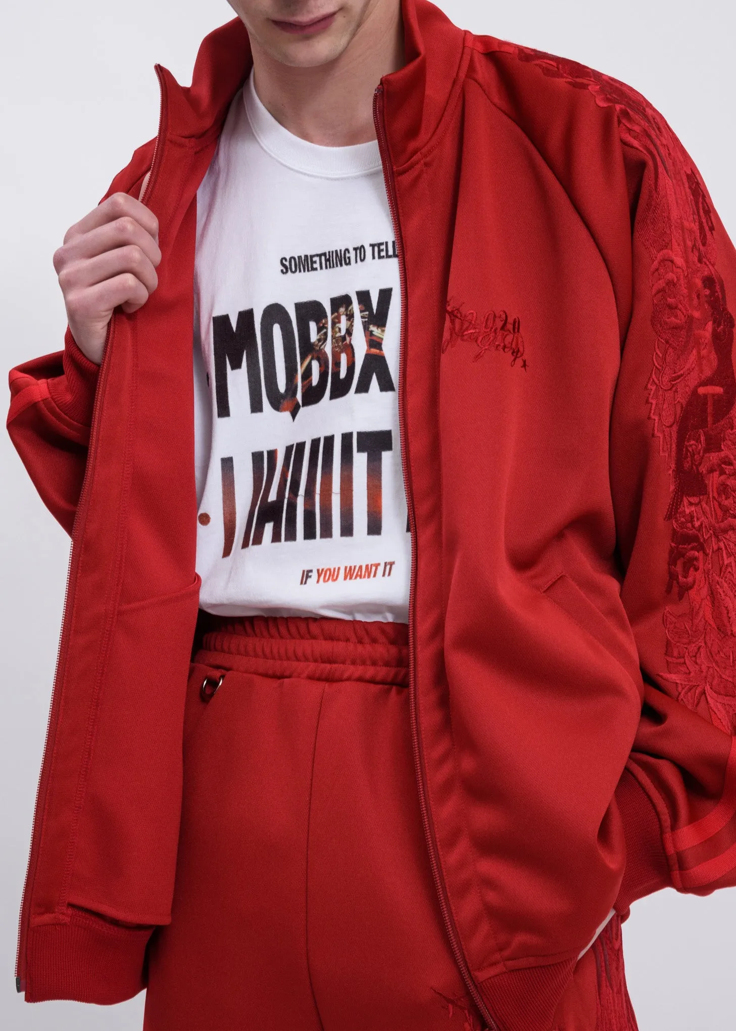 Red Chaos Embroidery Track Jacket