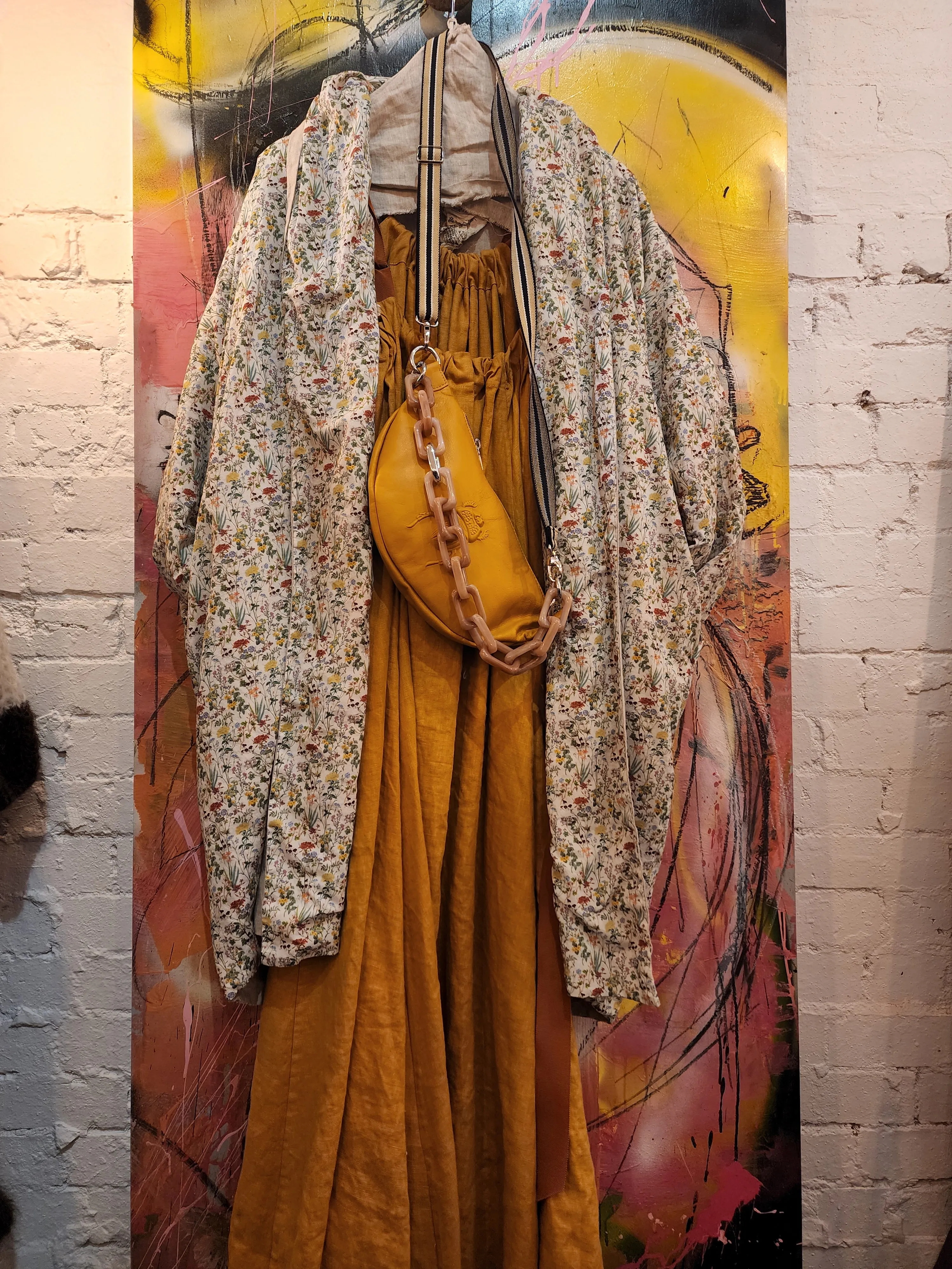 Reversible cocoon coat (Linen) - Acid wash blue