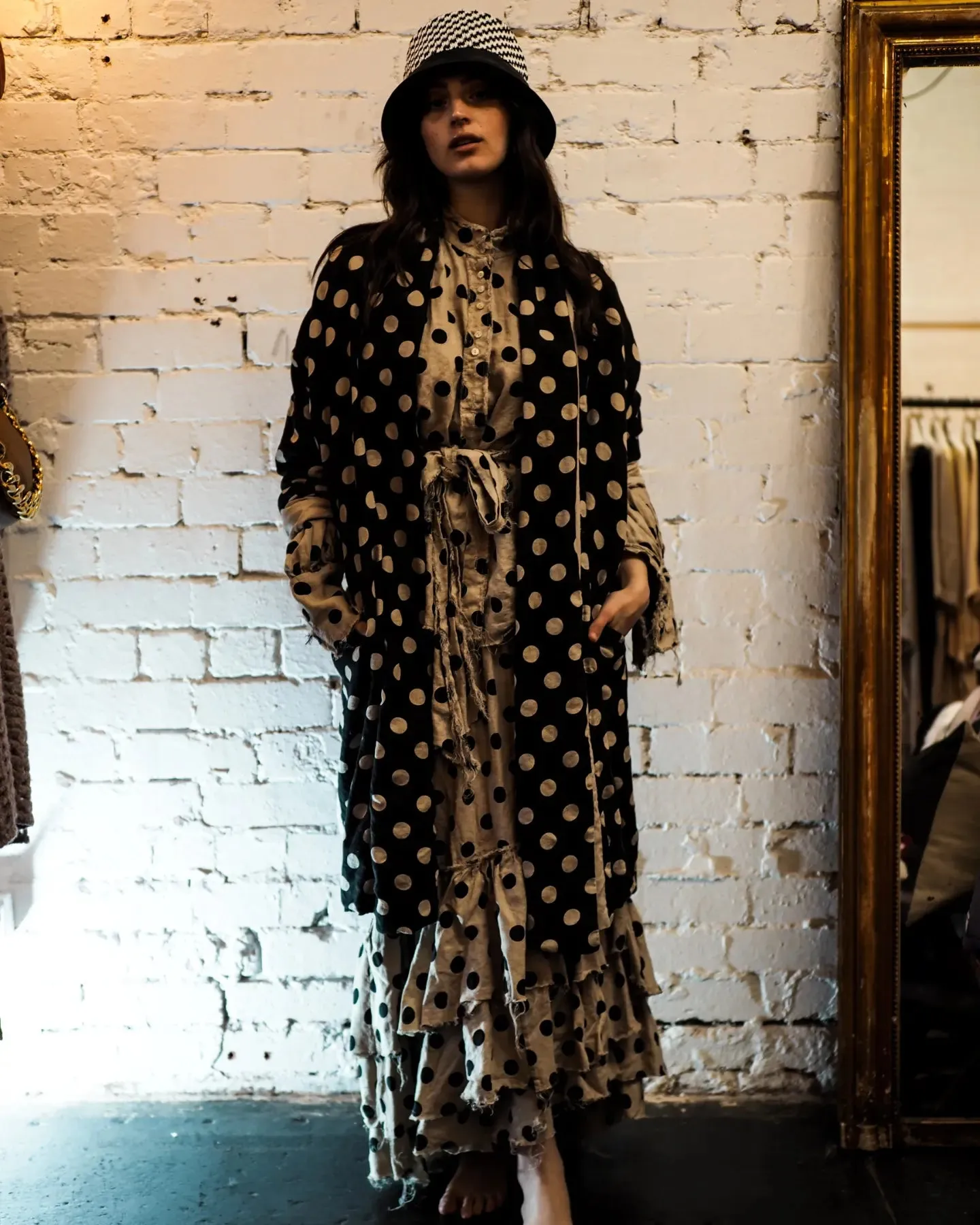 Reversible cocoon coat (Linen) - Acid wash blue