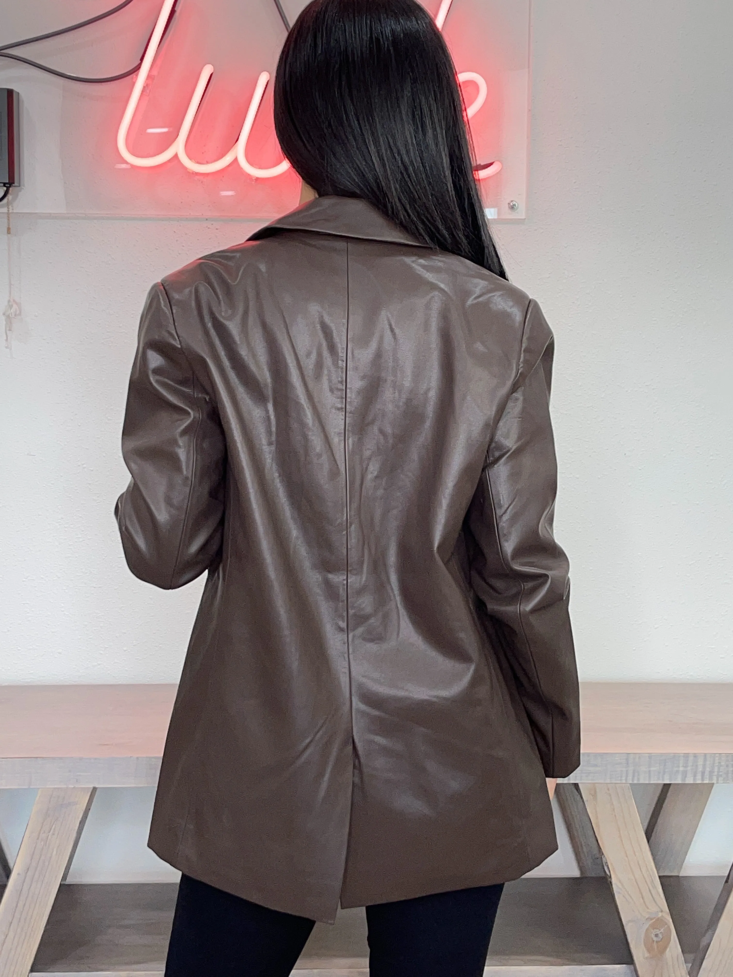 Runway Vegan Leather Blazer