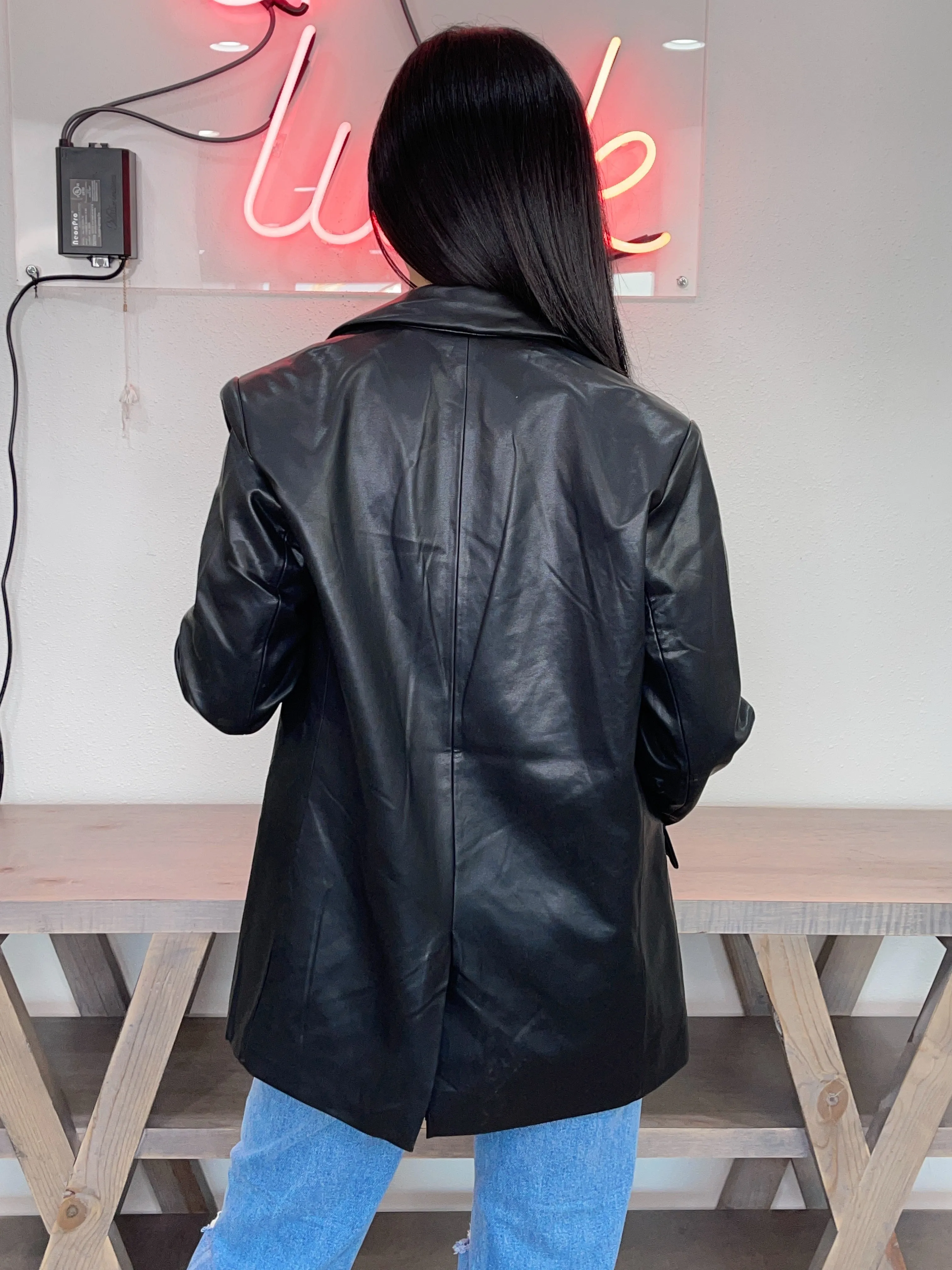 Runway Vegan Leather Blazer