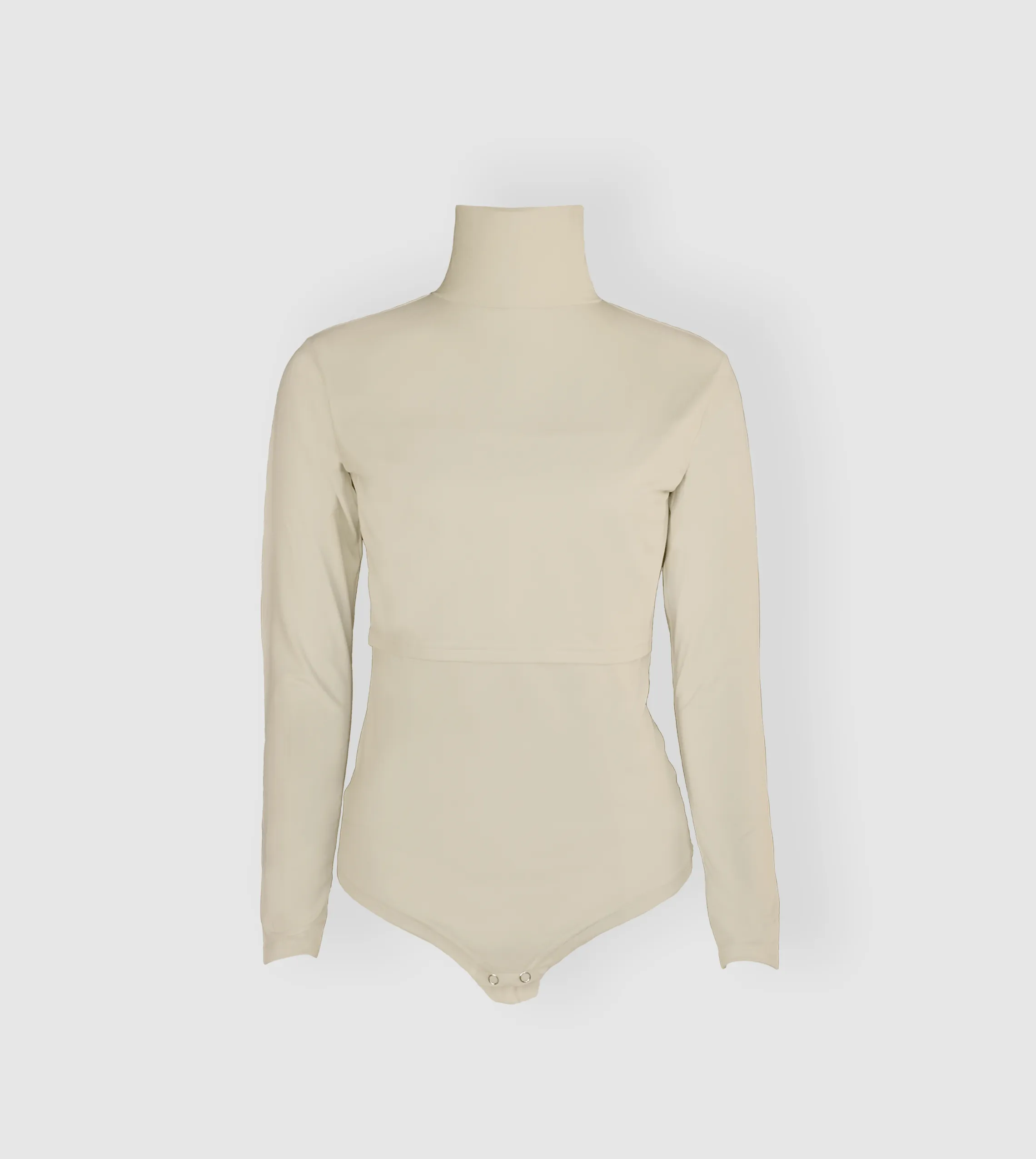 RUUQ Bodysuit for Nursing Long Sleeve with Mock Neck - Buttermilk