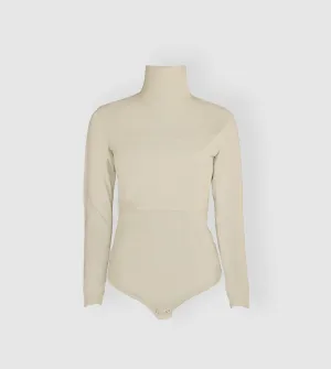 RUUQ Bodysuit for Nursing Long Sleeve with Mock Neck - Buttermilk