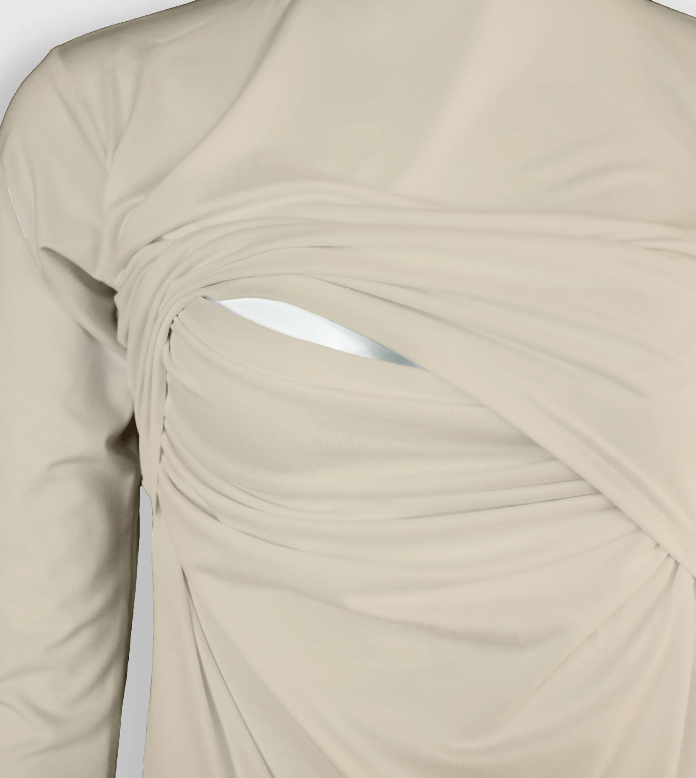 RUUQ Bodysuit for Nursing Long Sleeve with Mock Neck - Buttermilk