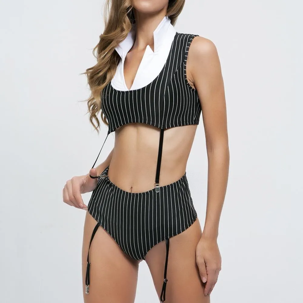 sexy black striped  underwear