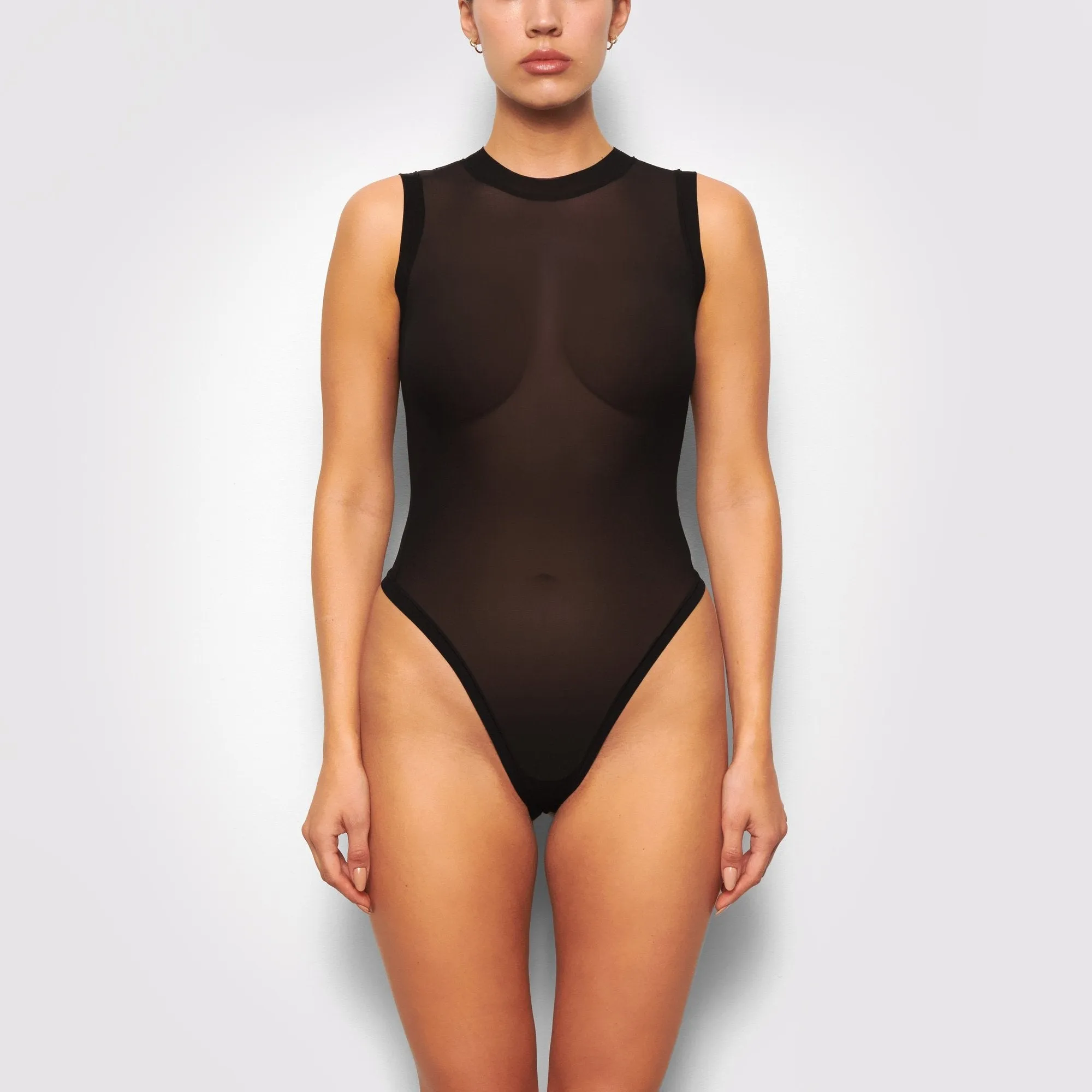 SUMMER MESH MOCK NECK BODYSUIT | ONYX