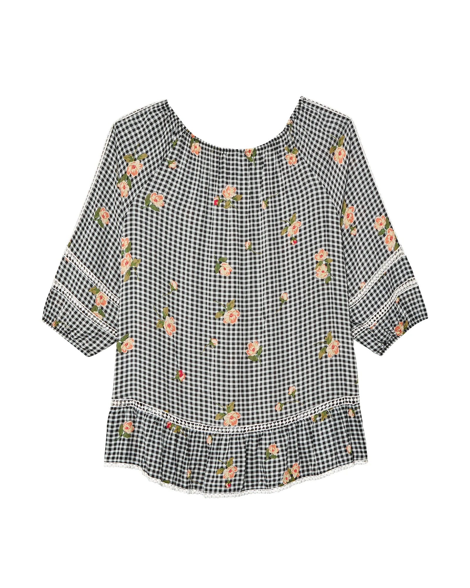 Teresa Gingham Blouse | Black / Orange