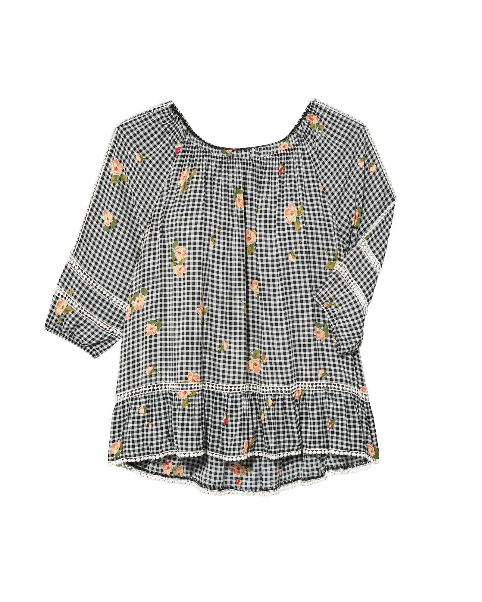 Teresa Gingham Blouse | Black / Orange