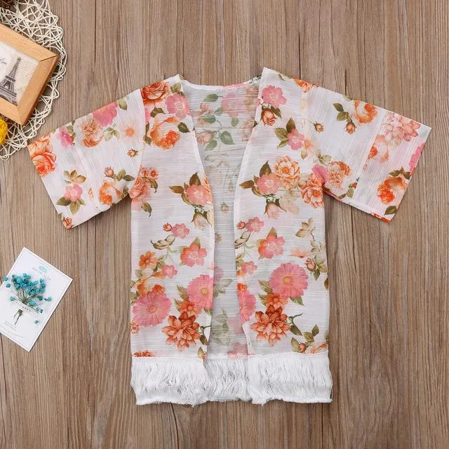 Toddler Floral Kimono Peach