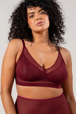 Understatement Underwear - Mesh Support  Bralette - Burgundy
