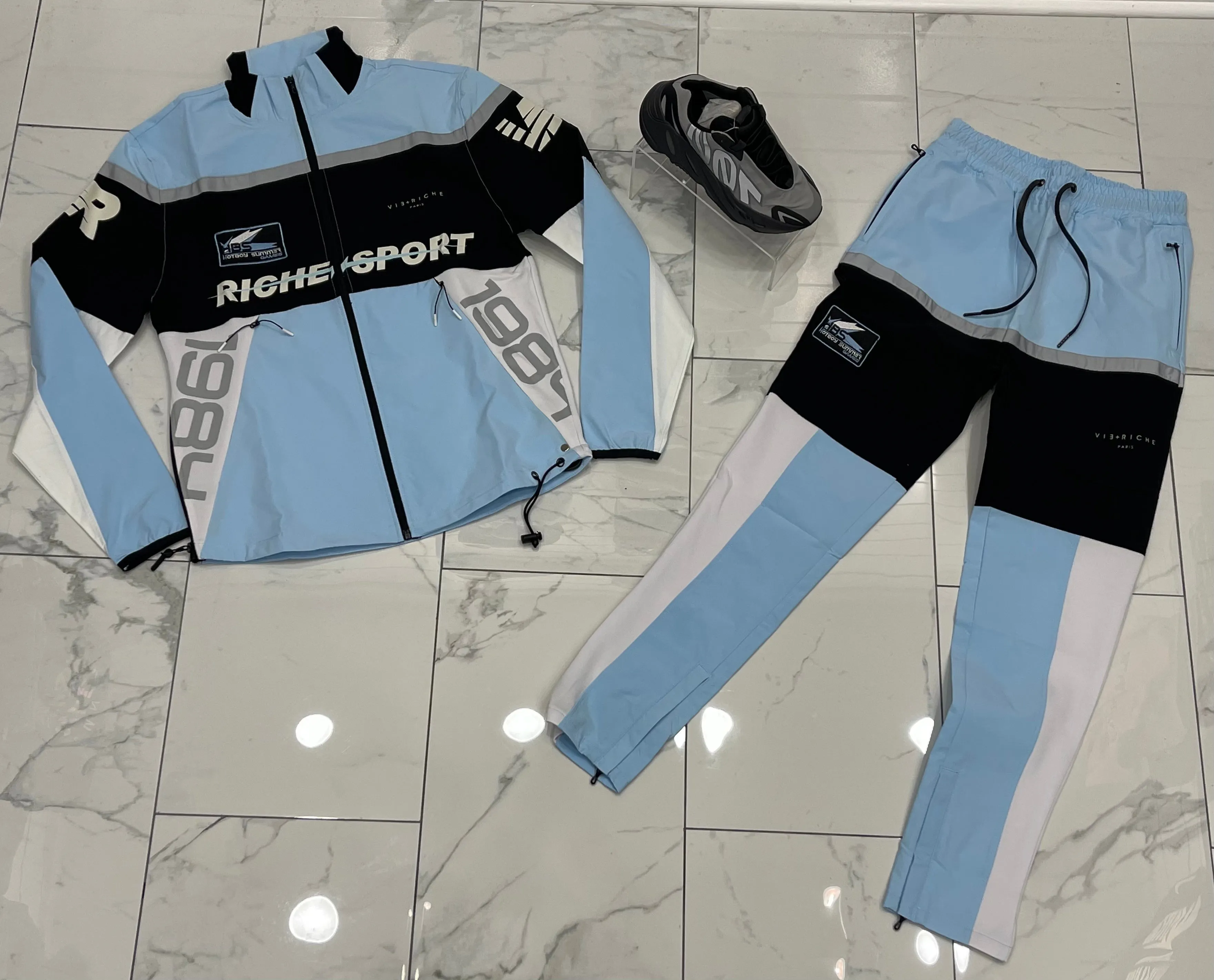 Vie Riche Lightweight Nylon Race Track Jacket   Race Track Pants