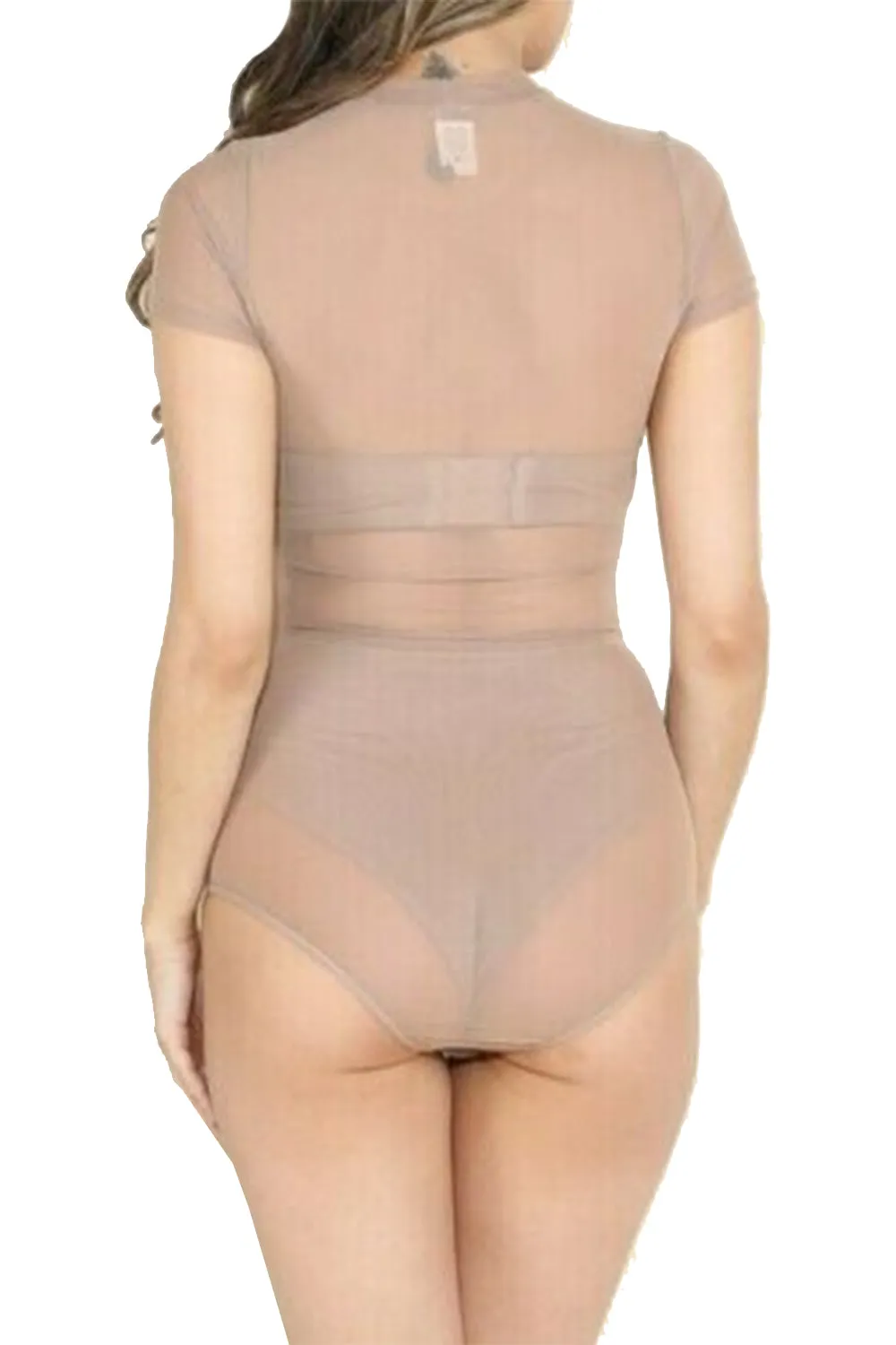 Womens Classic Kylie Style Mesh Bodysuit Long & Short Sleeve