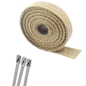 Yellow/Tan color exhaust wrap 1in   Stainless steel zip ties - 1in x 16ft