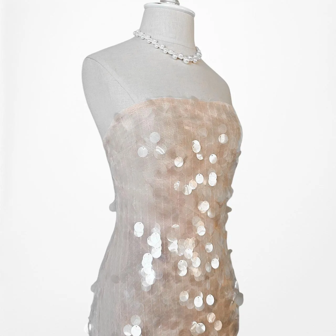 Zara Strapless Sequin Knit Bodycon Midi Cocktail Dress Size S